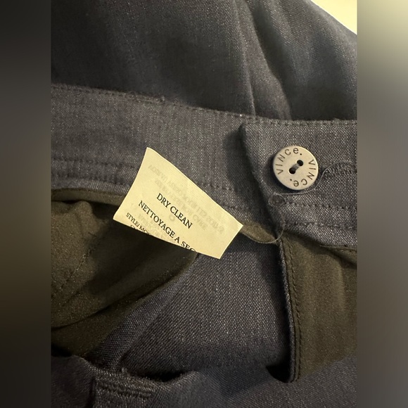 VINCE. Navy Blue Linen Blends Pants Joggers Pleated Front High Rise Waist Ankle - Picture 10 of 12